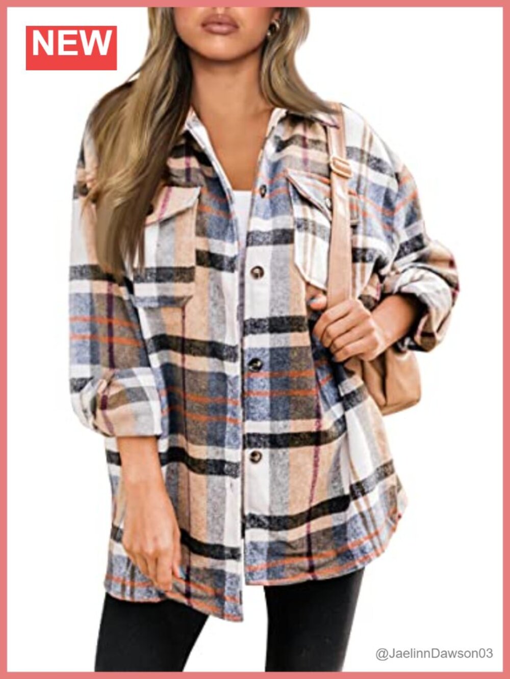 Plaid Flannel Shacket Button Down Loose Fit Long Sleeve Layer